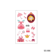 Load image into Gallery viewer, Cute Cartoon Princess Glitter Tattoo Sticker Kids Temporary Tattoo Sticker Girls Waterproof Party Glitter Tattoo Sticker