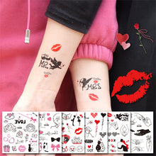 Load image into Gallery viewer, Waterproof Color Small Fresh Tattoo Stickers Fashion Love Valentine's Day Tattoo Stickers Creative Cupid Lover Tattoo Stickers