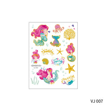 Load image into Gallery viewer, Waterproof and Sweat-proof Gradient Laser Mermaid Tattoo Sticker Cute Cartoon Mermaid Shell Children's Tattoo Sticker
