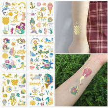 Load image into Gallery viewer, Waterproof and Sweat-proof Gradient Laser Mermaid Tattoo Sticker Cute Cartoon Mermaid Shell Children's Tattoo Sticker
