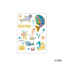 Load image into Gallery viewer, Waterproof and Sweat-proof Gradient Laser Mermaid Tattoo Sticker Cute Cartoon Mermaid Shell Children's Tattoo Sticker