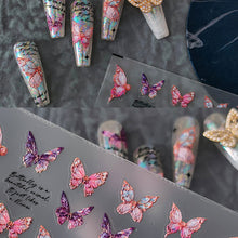 Load image into Gallery viewer, Transparent Relief Nail Sticker Creative Peach Butterfly Light and Thin Fashion Nail Enhancement Sticker Back Glue Nail Sticker