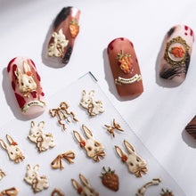 Load image into Gallery viewer, Relief and Planar Nail Sticker Creative Rabbit Bow Light and Thin Fashion Nail Enhancement Sticker Back Glue Nail Sticker