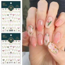 Load image into Gallery viewer, Relief and Planar Nail Sticker Spring Tulip Flower Field Light and Thin Fashion Nail Enhancement Sticker Back Glue Nail Sticker