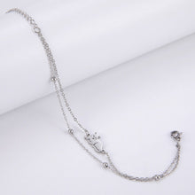 Load image into Gallery viewer, Cute Animal Cat Double-layer Bracelet for Women Titanium Steel Cat Charm Bead Chain Bracelet Trend Jewelry Valentine Gift