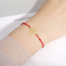 Load image into Gallery viewer, Celtic Knot Jade Thread Bracelet Hollowed-out Double-hole Stainless Steel Woven Red Rope Pendant Bracelet Women Couple's Jewelry