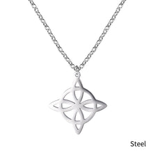 Load image into Gallery viewer, Witchcraft Witch Knot Pendant Necklace Stainless Steel Heart Celtic Knot Amulet Chain Necklace Women Men Vintage Jewelry Gift