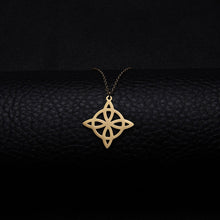Load image into Gallery viewer, Witchcraft Witch Knot Pendant Necklace Stainless Steel Heart Celtic Knot Amulet Chain Necklace Women Men Vintage Jewelry Gift
