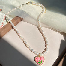 Load image into Gallery viewer, Tulip Necklace Earrings Flower Love Pearl Necklace Collarbone Chain Sweet Versatile Necklace Earrings Jewelry