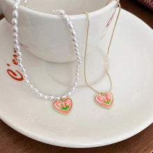 Load image into Gallery viewer, Tulip Necklace Earrings Flower Love Pearl Necklace Collarbone Chain Sweet Versatile Necklace Earrings Jewelry