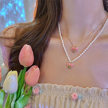 Load image into Gallery viewer, Tulip Necklace Earrings Flower Love Pearl Necklace Collarbone Chain Sweet Versatile Necklace Earrings Jewelry