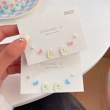 Load image into Gallery viewer, 6pcs/set Simple Niche Tulip Earrings Pink Blue Alloy Ear Studs Earrings Delicate Jewelry Accessories for Women