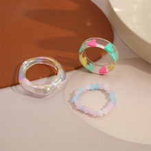 Load image into Gallery viewer, 3pcs/set Niche Love Beaded Resin Rings Set Creative Simple Resin Rings Fashion Jewelry Accessory for Women