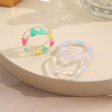 Load image into Gallery viewer, 3pcs/set Niche Love Beaded Resin Rings Set Creative Simple Resin Rings Fashion Jewelry Accessory for Women