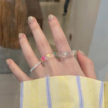 Load image into Gallery viewer, 3pcs/set Niche Love Beaded Resin Rings Set Creative Simple Resin Rings Fashion Jewelry Accessory for Women