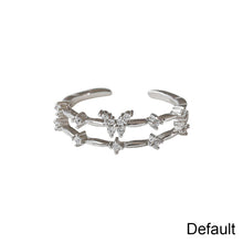 Load image into Gallery viewer, Butterfly Zircon Double Ring Fashion Versatile Opening Adjustable Ring Silver Alloy Ring Jewelry Accessory