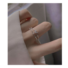 Load image into Gallery viewer, Butterfly Zircon Double Ring Fashion Versatile Opening Adjustable Ring Silver Alloy Ring Jewelry Accessory