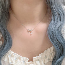 Load image into Gallery viewer, Bowknot Pendant Necklace Temperamental Simple Diamond Clavicle Chain Necklace Alloy Necklace Jewelry