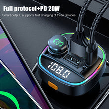 Load image into Gallery viewer, Bluetooth 5.0 FM Transmitter Handsfree Car Radio Modulator MP3 Player With 22.5W USB Super Quick Charge Adapter for Car