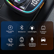Load image into Gallery viewer, Bluetooth 5.0 FM Transmitter Handsfree Car Radio Modulator MP3 Player With 22.5W USB Super Quick Charge Adapter for Car