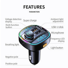 Load image into Gallery viewer, Bluetooth 5.0 FM Transmitter Handsfree Car Radio Modulator MP3 Player With 22.5W USB Super Quick Charge Adapter for Car