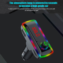 Load image into Gallery viewer, F11 Car Bluetooth 5.0 FM Transmitter Car Charger Fast Charging Card Bluetooth Player Receiver U Disk With Atmosphere Lamp