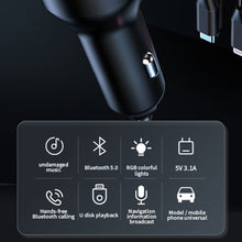 Load image into Gallery viewer, Car Bluetooth 5.0 FM Transmitter Wireless Audio Receiver Car MP3 Player 25W PD Fast Charge With Apple Type-C Port Charging Cable
