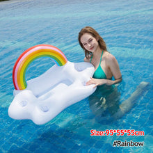 Load image into Gallery viewer, Water Inflatable Rainbow Coconut Mushroom Ice Bar Summer Drink Tray Beach Pool Floating Row