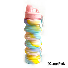 Load image into Gallery viewer, 550ml Silicone Foldable Camo Water Bottle Fashion Outdoor Sports Travel Fitness Compressible Portable Cup With Hook