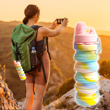 Load image into Gallery viewer, 550ml Silicone Foldable Camo Water Bottle Fashion Outdoor Sports Travel Fitness Compressible Portable Cup With Hook