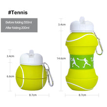 Load image into Gallery viewer, Outdoor Sports Spherical Silicone Folding Kettle Sport Ball Soccer Basketball Baseball Tennis Water Bottle Portable Fall And Leak Proof Children's Water Bottle