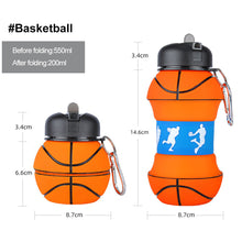 Load image into Gallery viewer, Outdoor Sports Spherical Silicone Folding Kettle Sport Ball Soccer Basketball Baseball Tennis Water Bottle Portable Fall And Leak Proof Children's Water Bottle