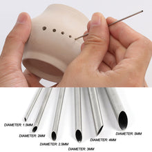 Load image into Gallery viewer, 6pcs/set Stainless Steel Hole Puncher for Pottery Clay Holing Sculpture Carving Cutting Puching Tools Pot Vase Moldeling Tool