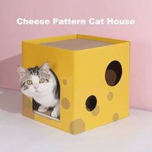 Load image into Gallery viewer, Cheese Cat Scratch Board Bed House Cat Double Layer Pet Cat House for Indoor Paper Board Cat Condo Corrugated Paper Cat Scratcher Toys