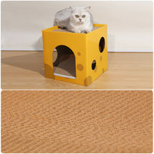 Load image into Gallery viewer, Cheese Cat Scratch Board Bed House Cat Double Layer Pet Cat House for Indoor Paper Board Cat Condo Corrugated Paper Cat Scratcher Toys