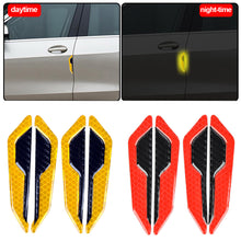 Load image into Gallery viewer, 4Pcs Car SUV Body Door Reflective Safety Warning Anti-Collision Carbon Fibre Sticker Protector