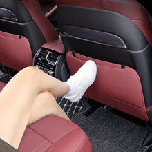 Load image into Gallery viewer, Car PU Leather Backseat Organizer Holder Auto Storage Pockets Cover Car Seat Back Anti-Child-Kick Protectors Pad for Trip Kids Travel