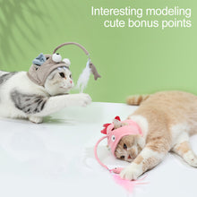 Load image into Gallery viewer, Cat Toys Cat Interactive Toys Kitten Fishing Headdres Hat Feathers Bait Fishing Head Covers Tease Pet Supplies Cat Accessories