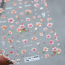Load image into Gallery viewer, Ten Mile Peach Blossom Flower Thin Tough Nail Enhancement Sticker Adhesive Back Adhesive Nail Art Sticker Nail Accessories