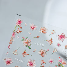 Load image into Gallery viewer, Ten Mile Peach Blossom Flower Thin Tough Nail Enhancement Sticker Adhesive Back Adhesive Nail Art Sticker Nail Accessories