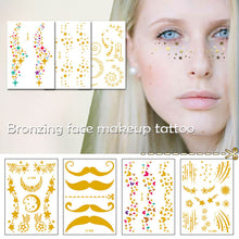 Load image into Gallery viewer, Gold Stamp Silver Tattoo Stickers Star Fashion Freckle Face Stickers Waterproof Temporary Body Art Party Tattoo Stickers