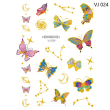 Load image into Gallery viewer, Gold Stamping Tattoo Sticker Colorful Butterfly Metal Tattoo Sticker Fashion Women Cartoon Waterproof Body Art Tattoo Sticker