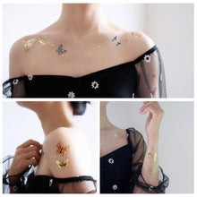 Load image into Gallery viewer, Gold Stamping Tattoo Sticker Colorful Butterfly Metal Tattoo Sticker Fashion Women Cartoon Waterproof Body Art Tattoo Sticker