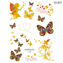 Load image into Gallery viewer, Gold Stamping Tattoo Sticker Colorful Butterfly Metal Tattoo Sticker Fashion Women Cartoon Waterproof Body Art Tattoo Sticker
