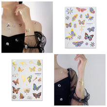 Load image into Gallery viewer, Gold Stamping Tattoo Sticker Colorful Butterfly Metal Tattoo Sticker Fashion Women Cartoon Waterproof Body Art Tattoo Sticker