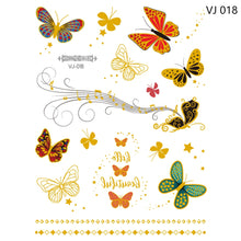 Load image into Gallery viewer, Gold Stamping Tattoo Sticker Colorful Butterfly Metal Tattoo Sticker Fashion Women Cartoon Waterproof Body Art Tattoo Sticker