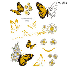 Load image into Gallery viewer, Gold Stamping Tattoo Sticker Colorful Butterfly Metal Tattoo Sticker Fashion Women Cartoon Waterproof Body Art Tattoo Sticker