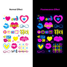 Load image into Gallery viewer, Fluorescent Love Graffiti Flower Arm Face Tattoo Sticker Waterproof Lover Lip Print Arm Sweatproof Tattoo Stickers