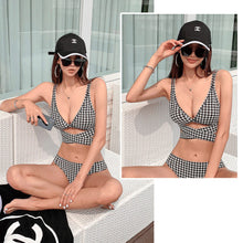 Load image into Gallery viewer, Thousand Bird Lattice Split Bikini Set Hot Spring Pool Beach Swimsuit Set Sexy And Pure Style