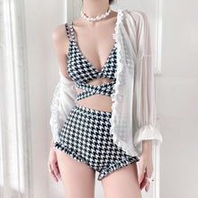 Load image into Gallery viewer, Thousand Bird Lattice Split Bikini Set Hot Spring Pool Beach Swimsuit Set Sexy And Pure Style